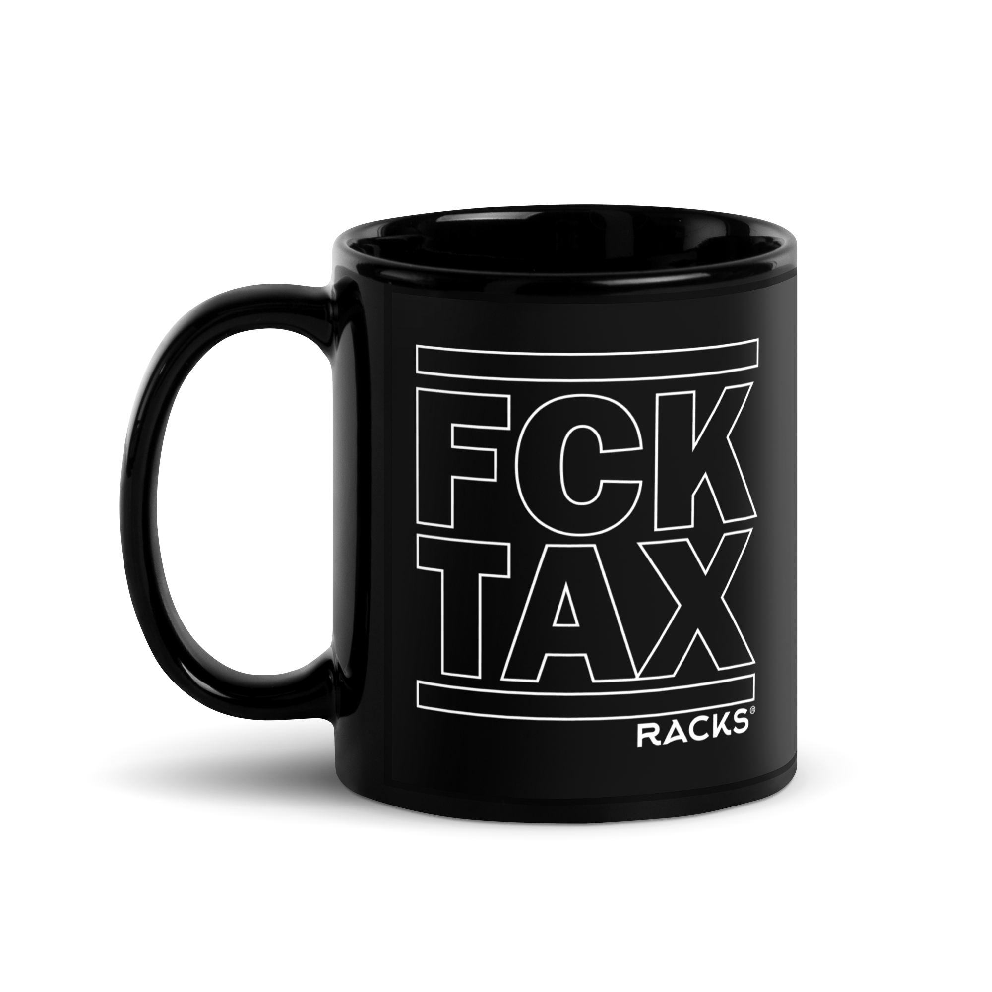 FCK TAX Outline white mug
