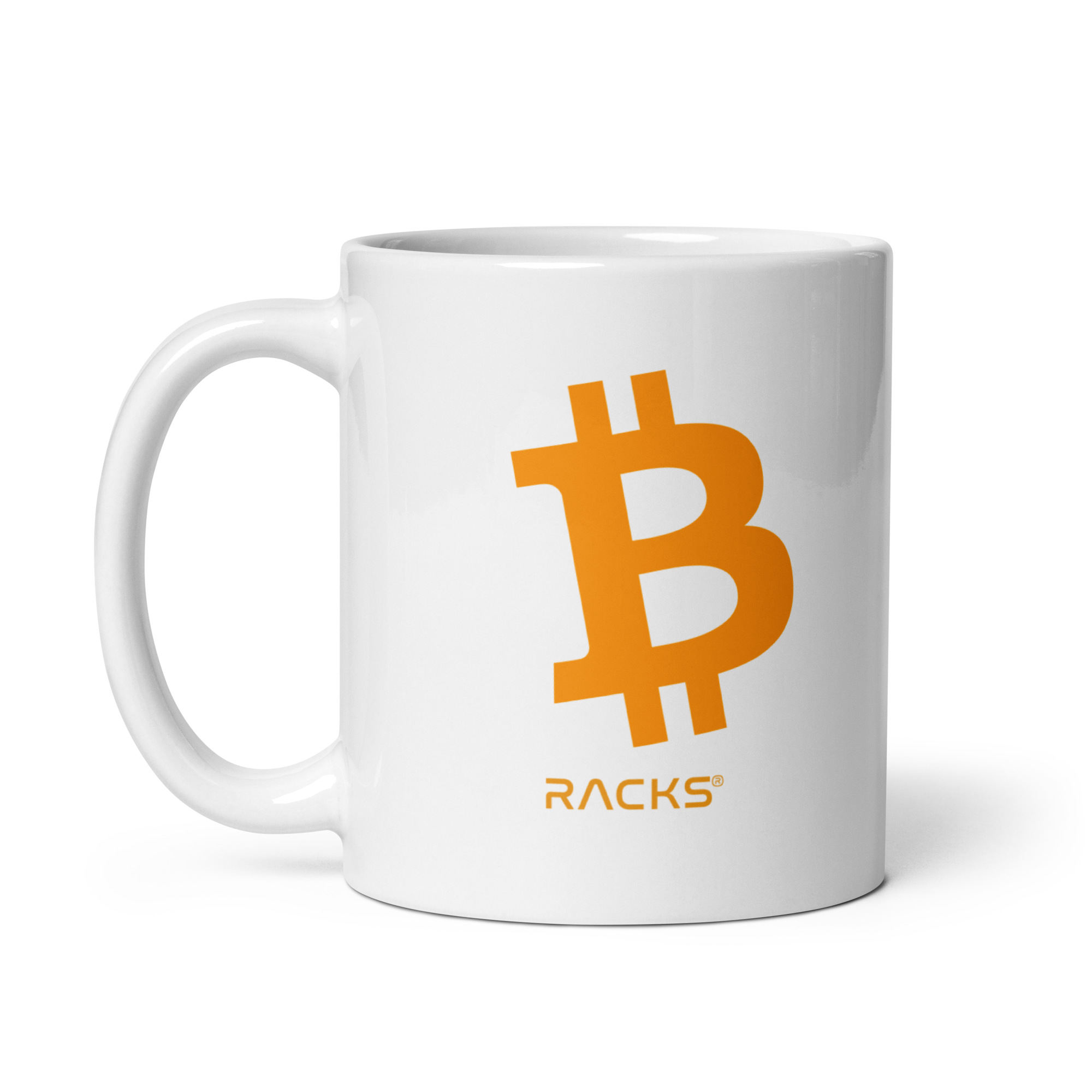 BTC Taza blanca brillante